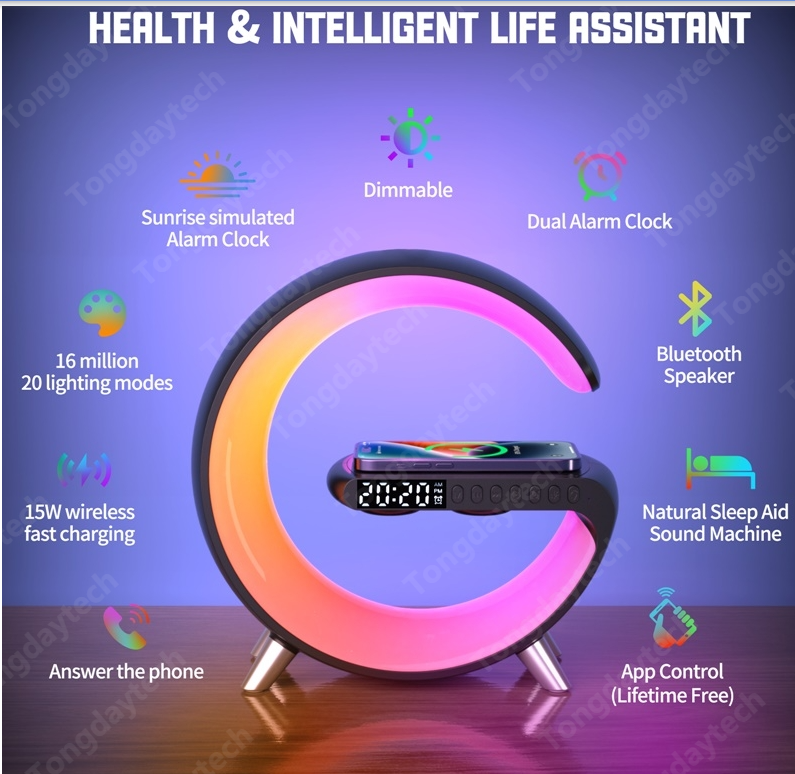 Smart Atmosphere Light Bluetooth Speaker Wireless Charger