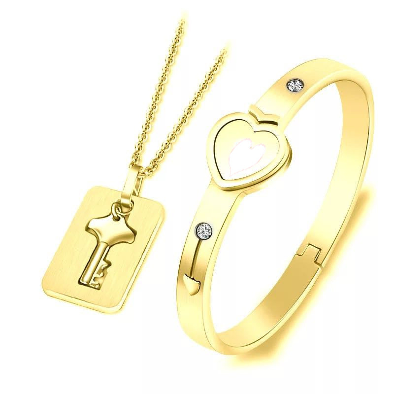 Couple Key to Your Heart Necklace and Bracelet