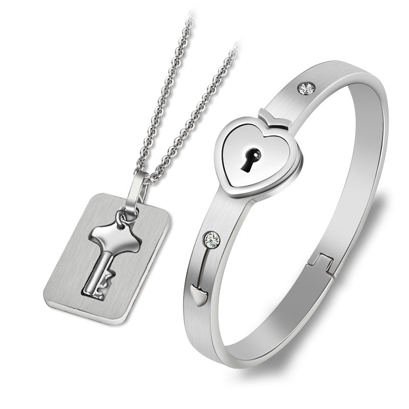 Couple Key to Your Heart Necklace and Bracelet