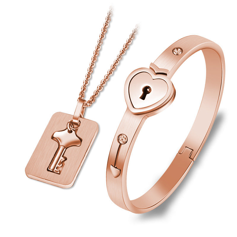 Couple Key to Your Heart Necklace and Bracelet