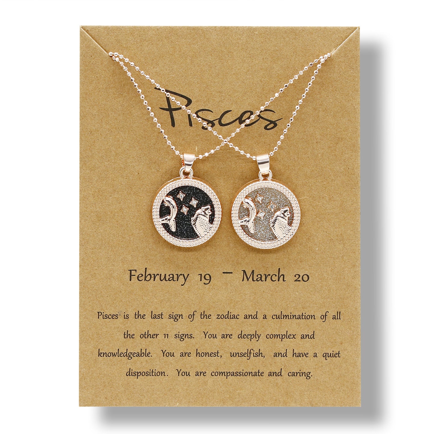 12 Constellation Couple Necklace (Gold Day and Night Combination)