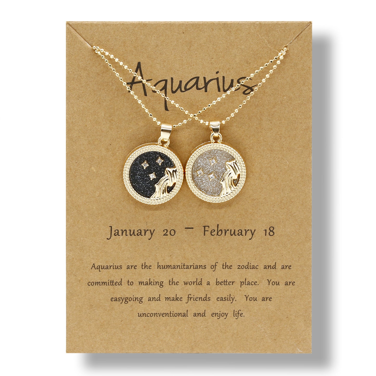 12 Constellation Couple Necklace (Gold Day and Night Combination)