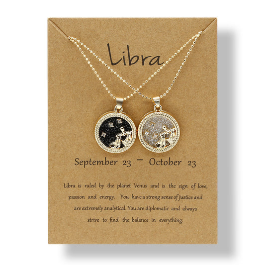 12 Constellation Couple Necklace (Gold Day and Night Combination)