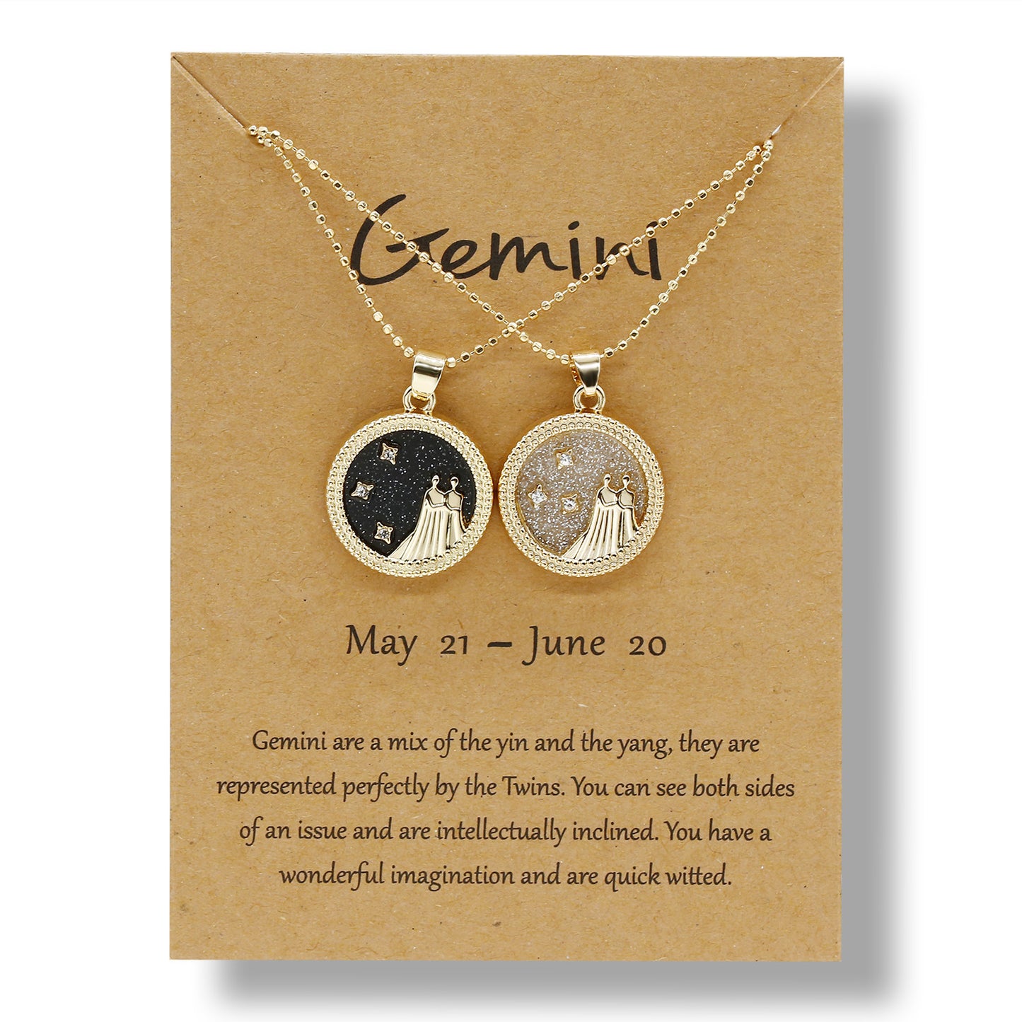 12 Constellation Couple Necklace (Gold Day and Night Combination)