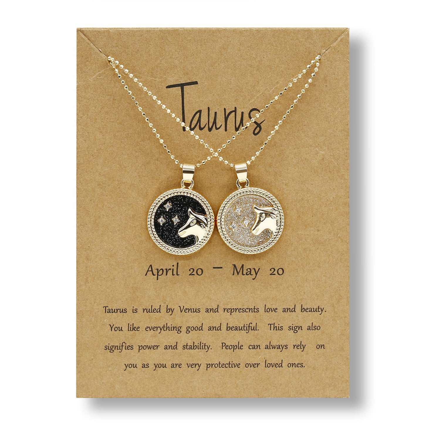 12 Constellation Couple Necklace (Gold Day and Night Combination)