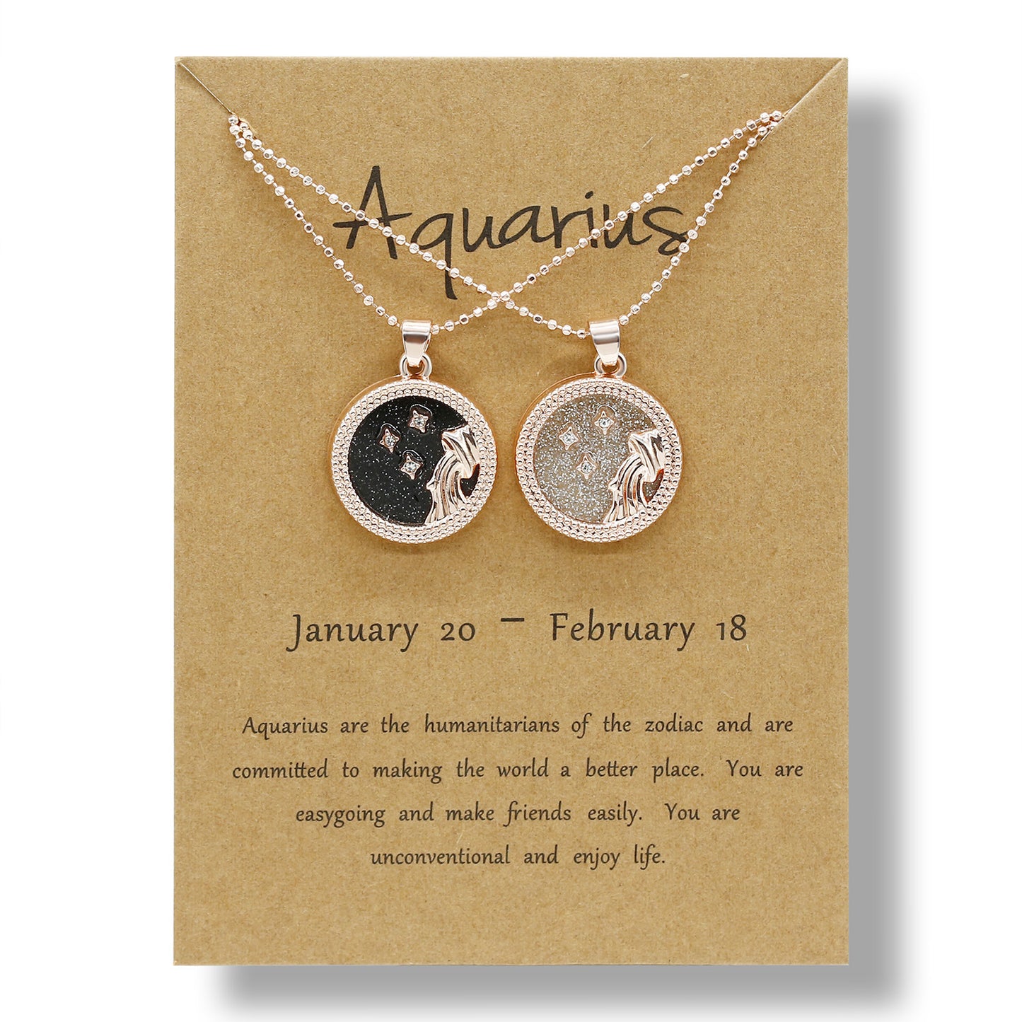 12 Constellation Couple Necklace (Gold Day and Night Combination)
