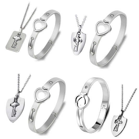 Couple Key to Your Heart Necklace and Bracelet
