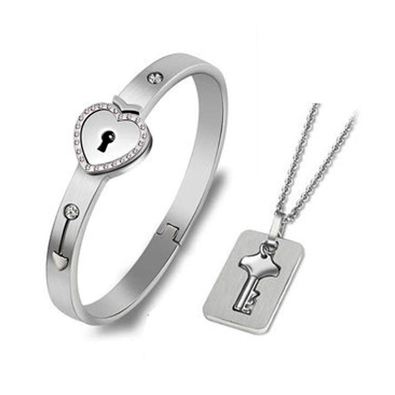 Couple Key to Your Heart Necklace and Bracelet