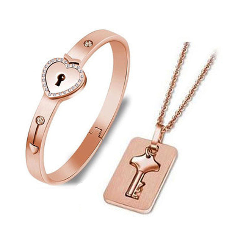 Couple Key to Your Heart Necklace and Bracelet