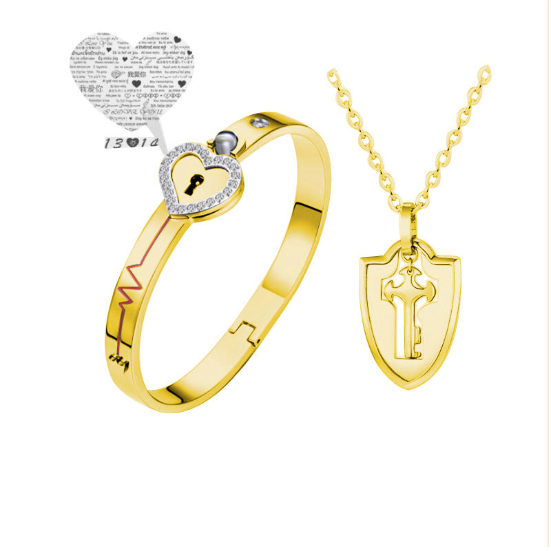 Couple Key to Your Heart Necklace and Bracelet