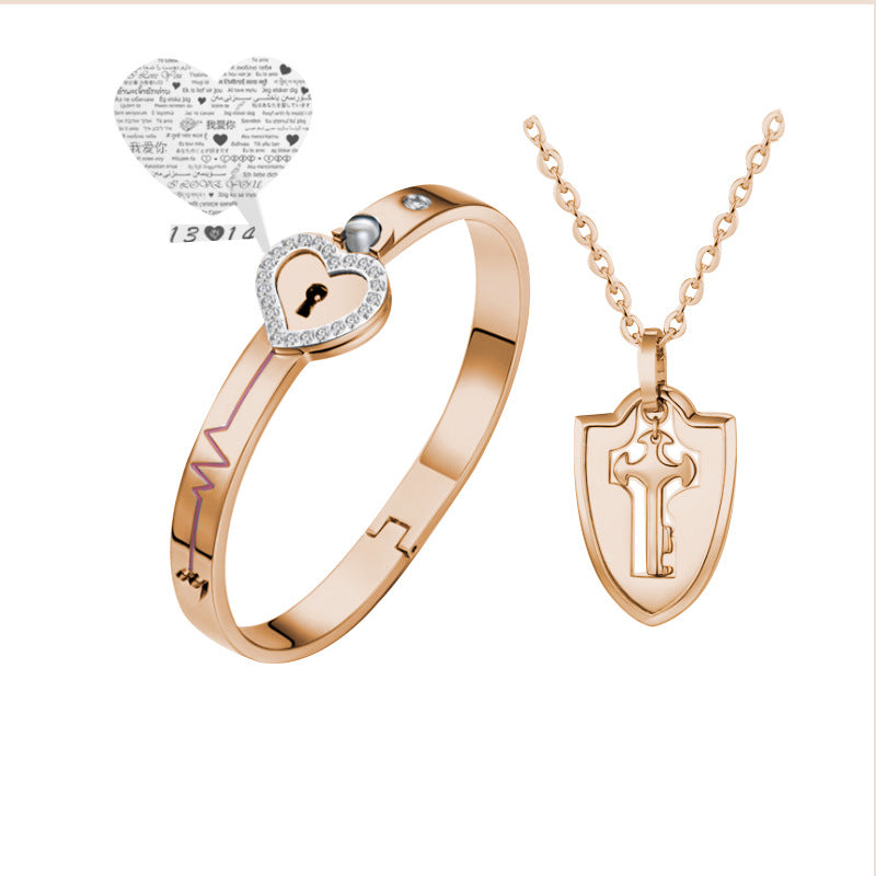 Couple Key to Your Heart Necklace and Bracelet