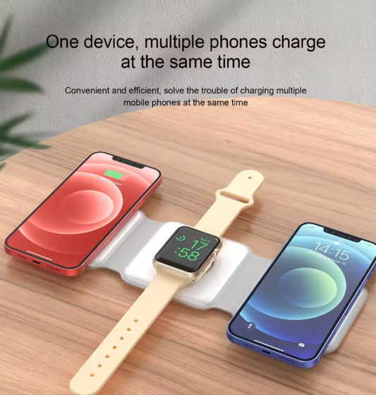 3 in 1 Magnetic fold Wireless Fast Charging Station for Samsung Xiaomi Huawei for iPhone Apple Watch