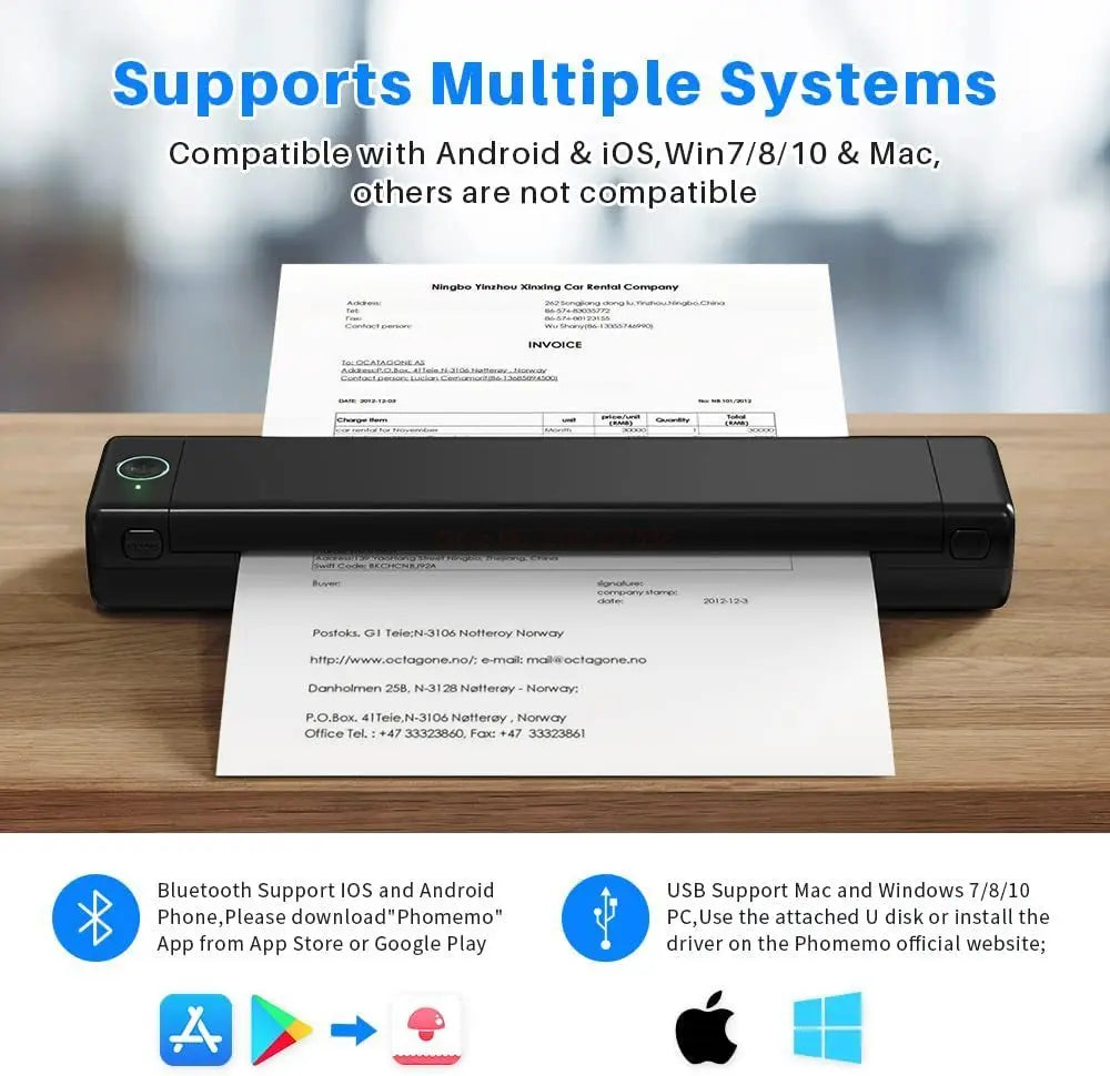 A4 Portable Thermal Printer M08F Wireless Bluetooth