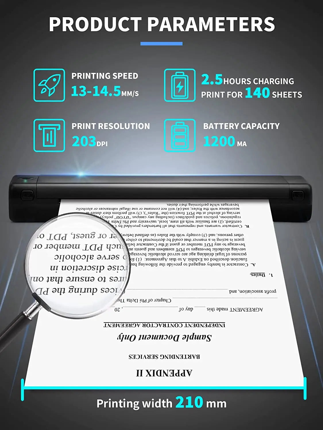 A4 Portable Thermal Printer M08F Wireless Bluetooth