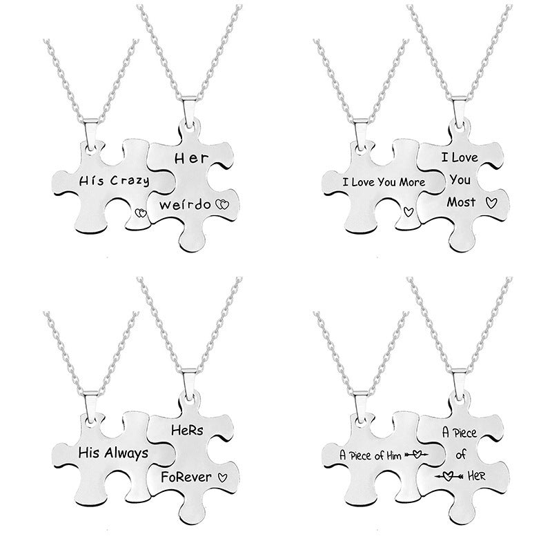 Couple Puzzle Necklace