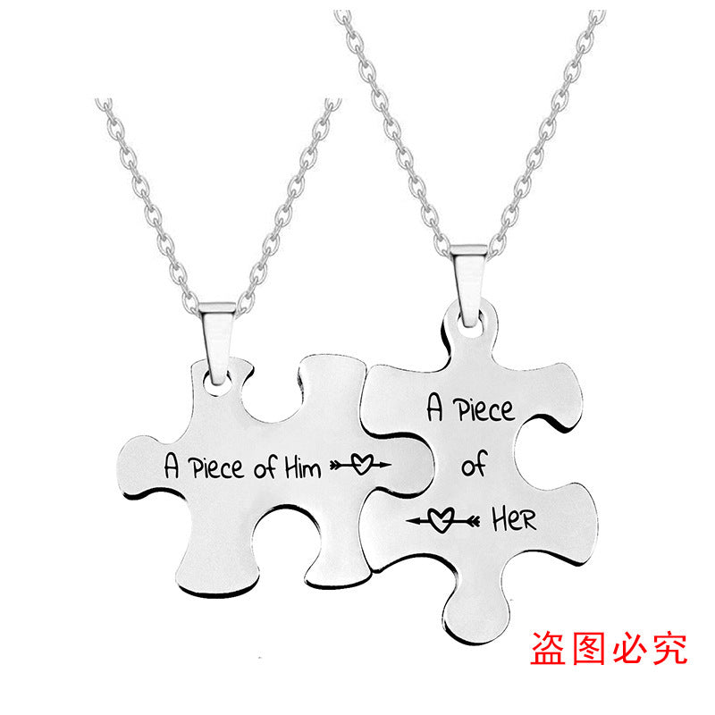 Couple Puzzle Necklace