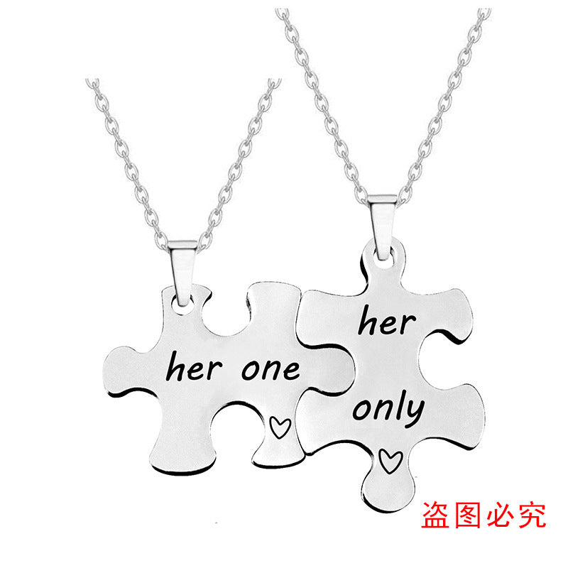 Couple Puzzle Necklace