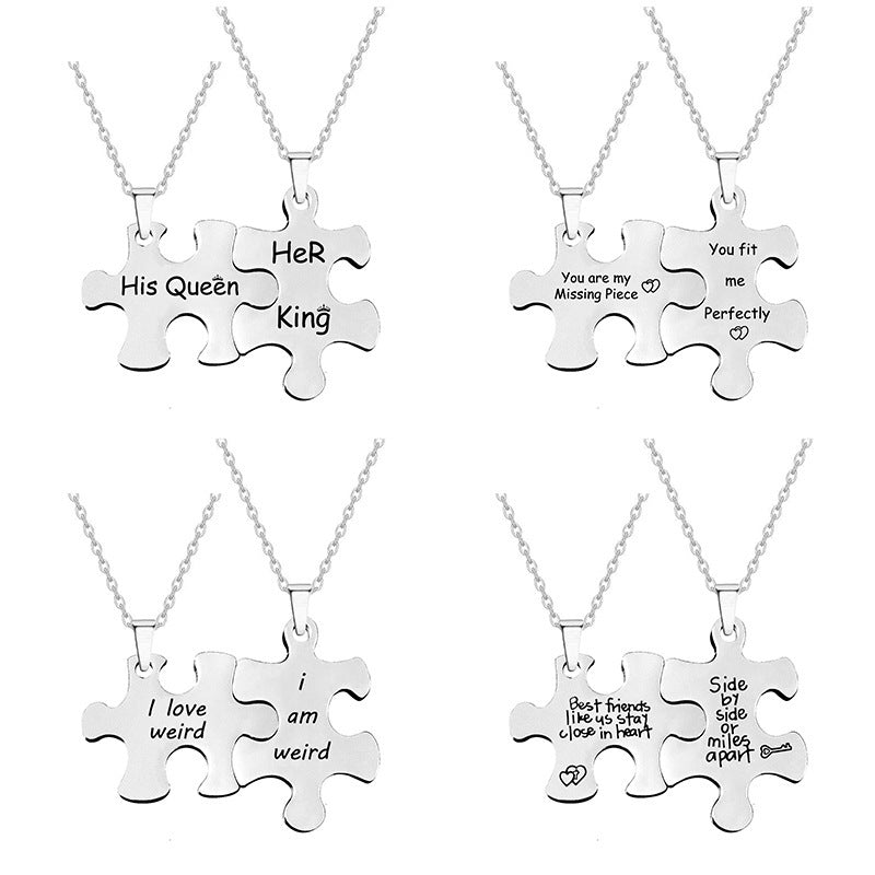 Couple Puzzle Necklace