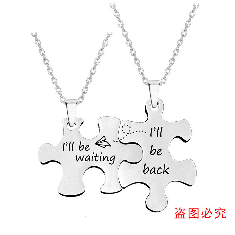 Couple Puzzle Necklace