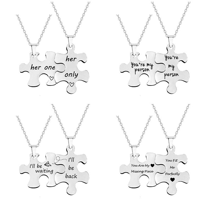 Couple Puzzle Necklace