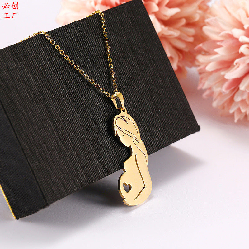 Ethnic Style Mother Pregnant Love Necklace