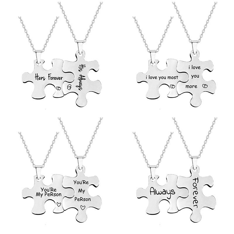Couple Puzzle Necklace