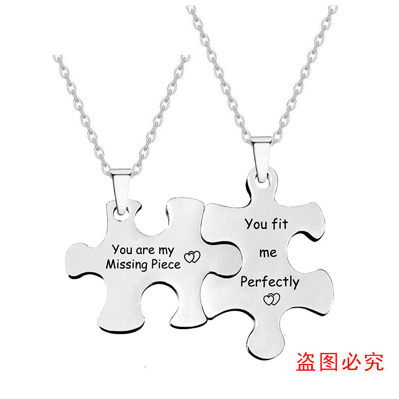 Couple Puzzle Necklace