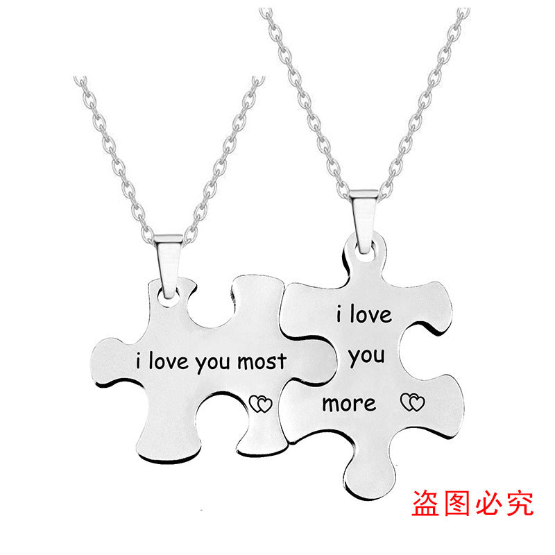 Couple Puzzle Necklace