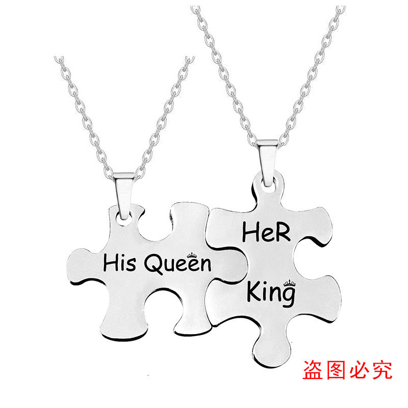 Couple Puzzle Necklace